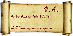 Valentiny Adrián névjegykártya